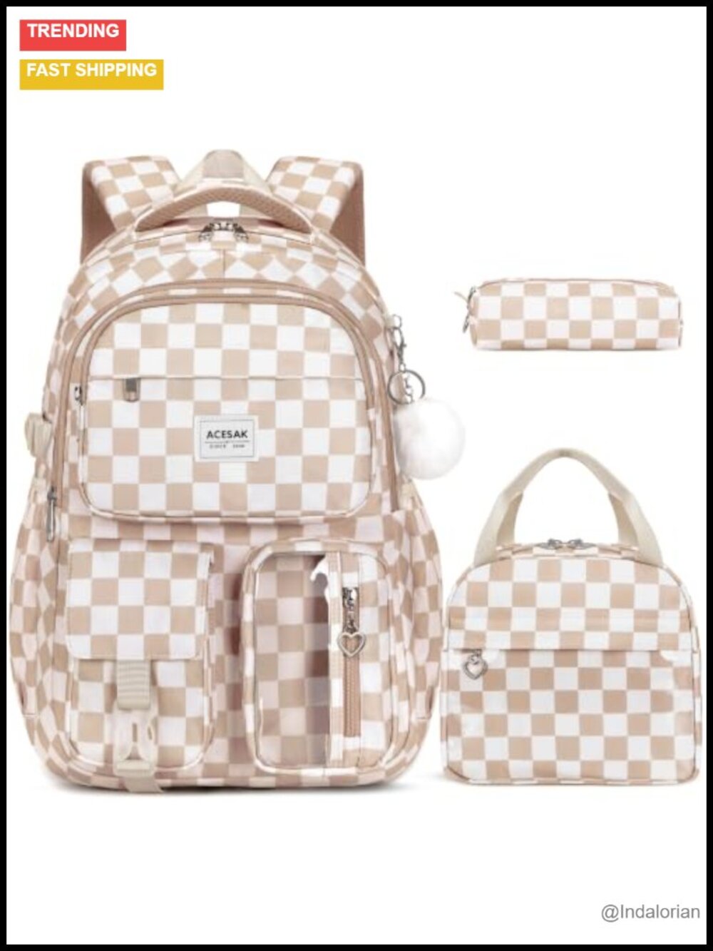 3-in-1 Backpack Set with Lunch Bag & Pencil Pouch, Laptop Backpack for School,